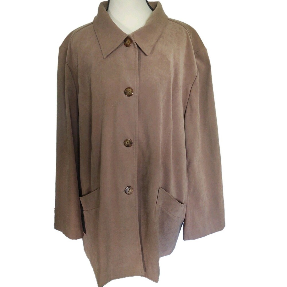 Leslie Fay Haberdashery Women's Camel Button Up Car Coat Size 16 W Lined Vintage